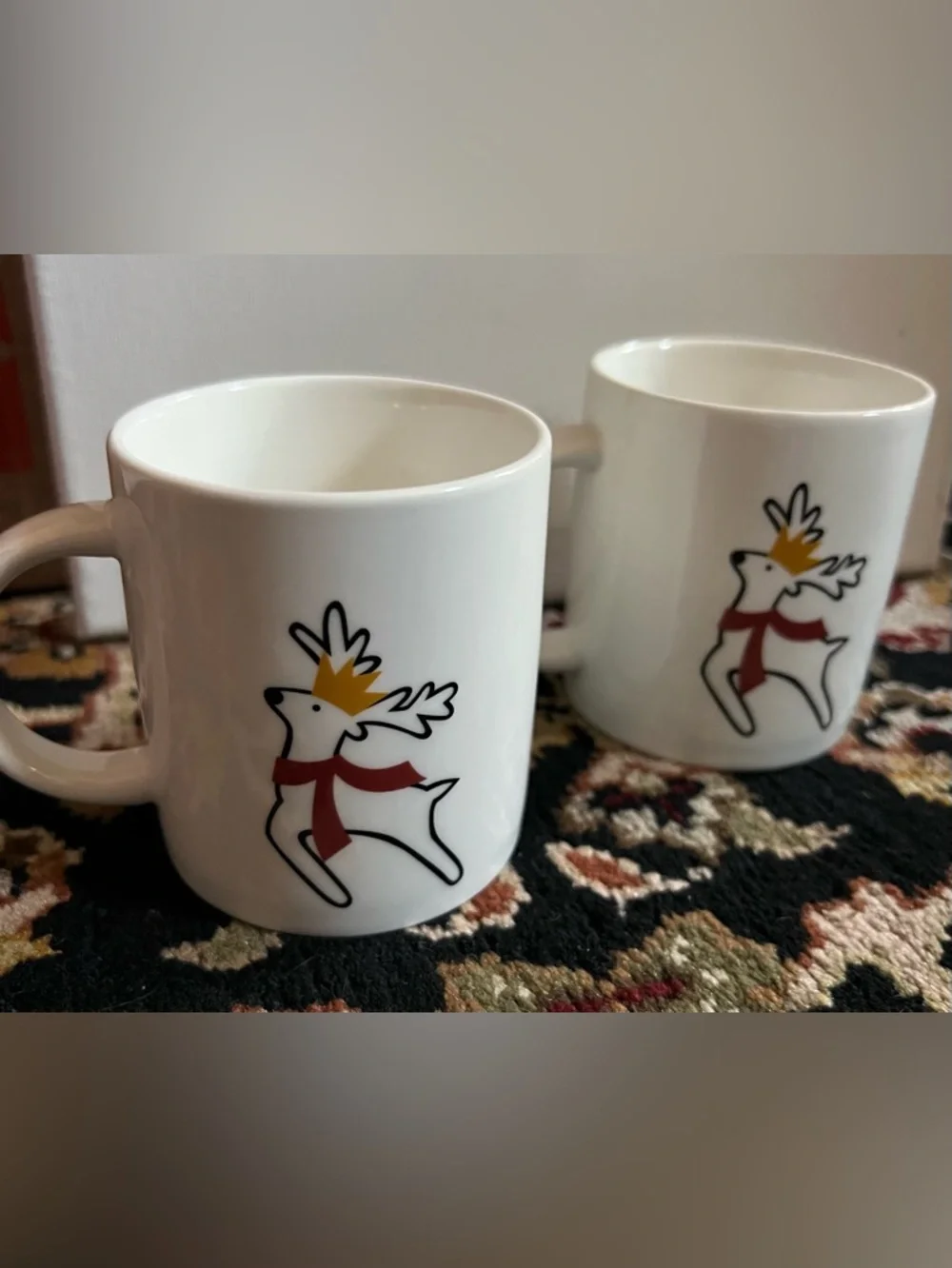 Crate&Barrel reindeer mini mugs, set of 2, NWT